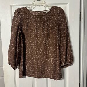 LOFT Pleated Front Speckled Pattern Women's Blouse